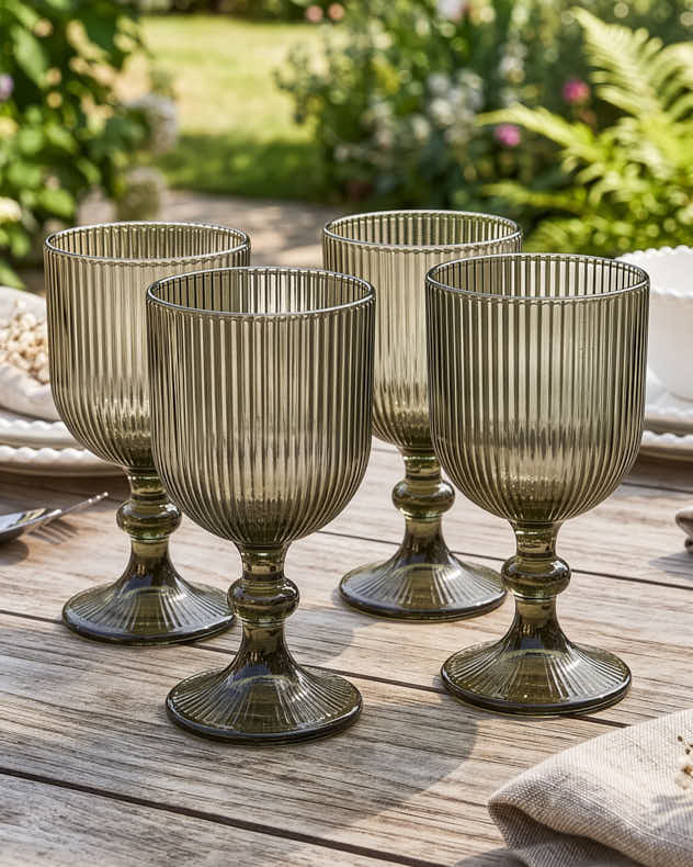 Palermo Grey Ribbed Wine Goblet