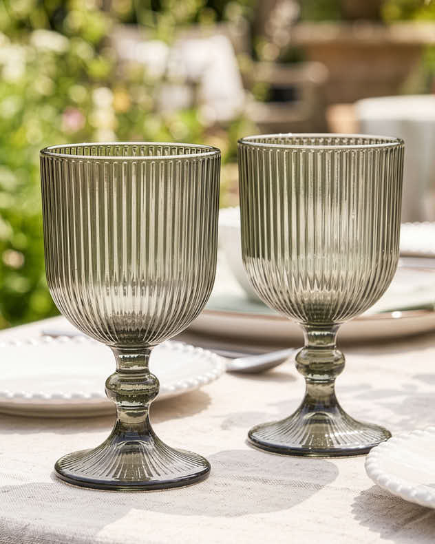 Palermo Grey Ribbed Wine Goblet