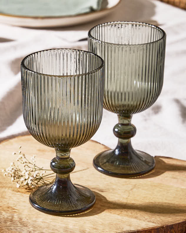 Palermo Grey Ribbed Wine Goblet