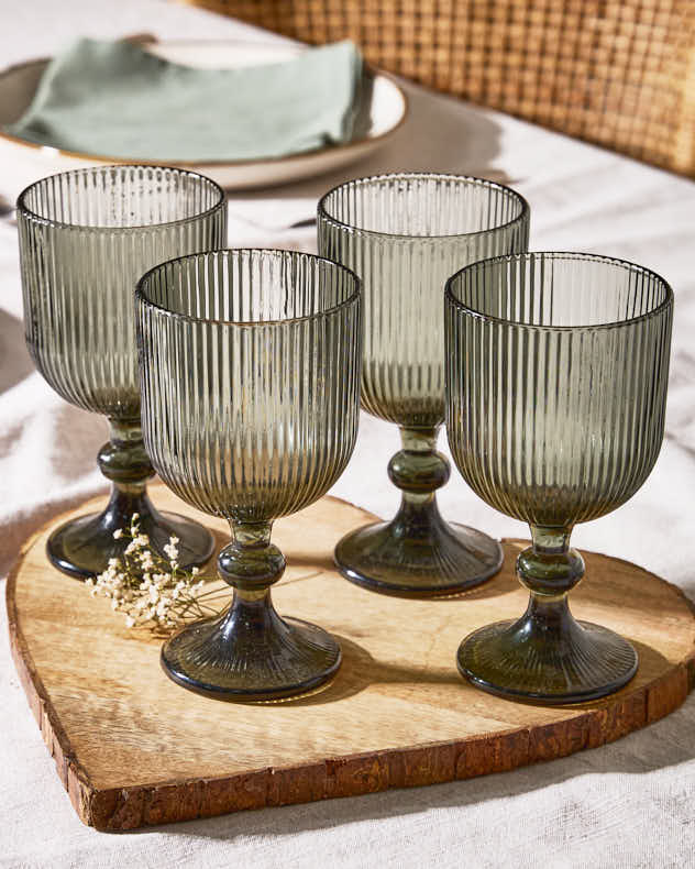 Palermo Grey Ribbed Wine Goblet