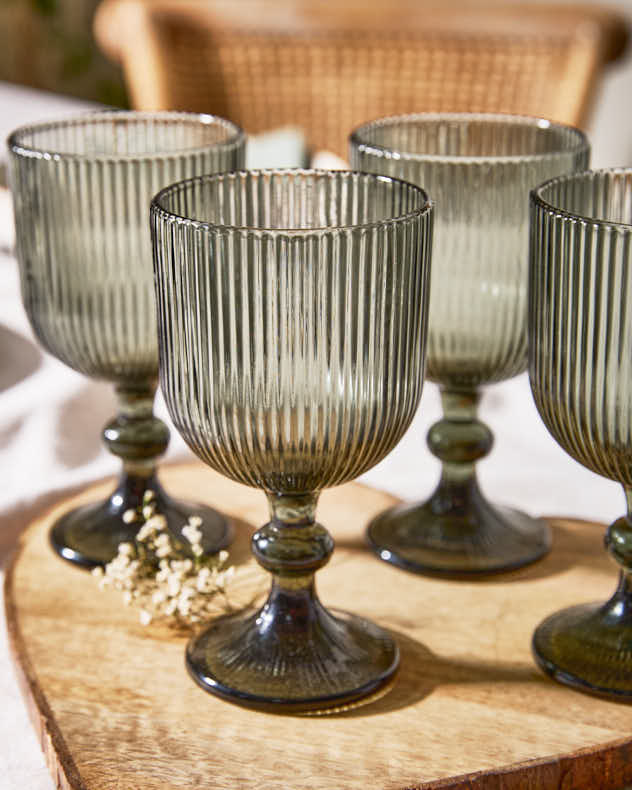 Palermo Grey Ribbed Wine Goblet