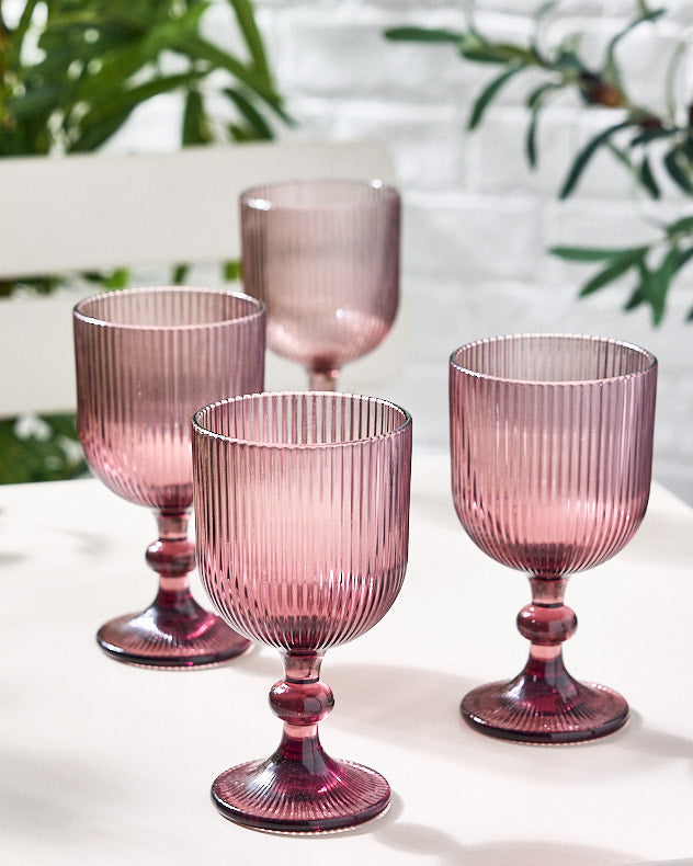 Palermo Pink Ribbed Wine Goblet