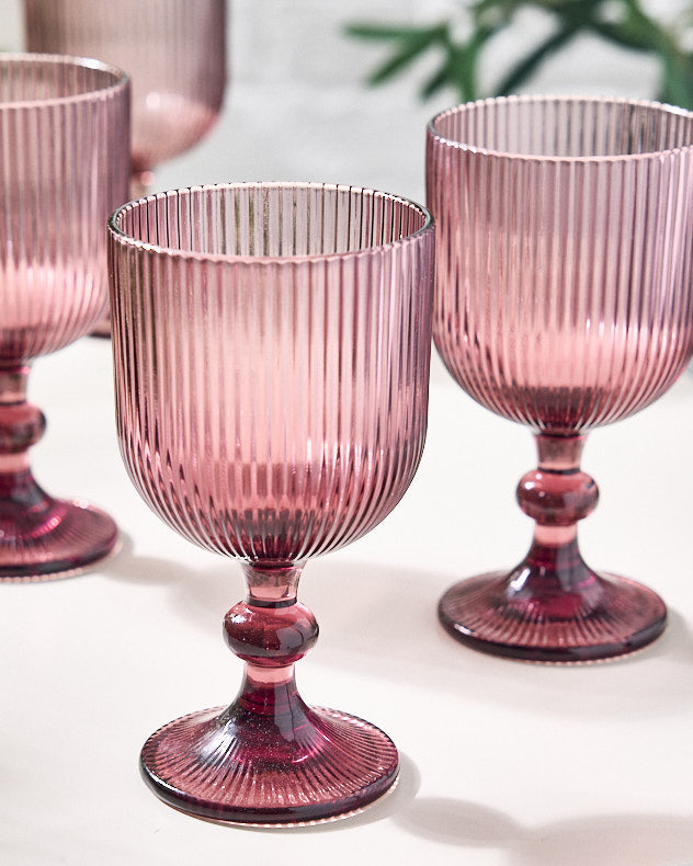 Palermo Pink Ribbed Wine Goblet