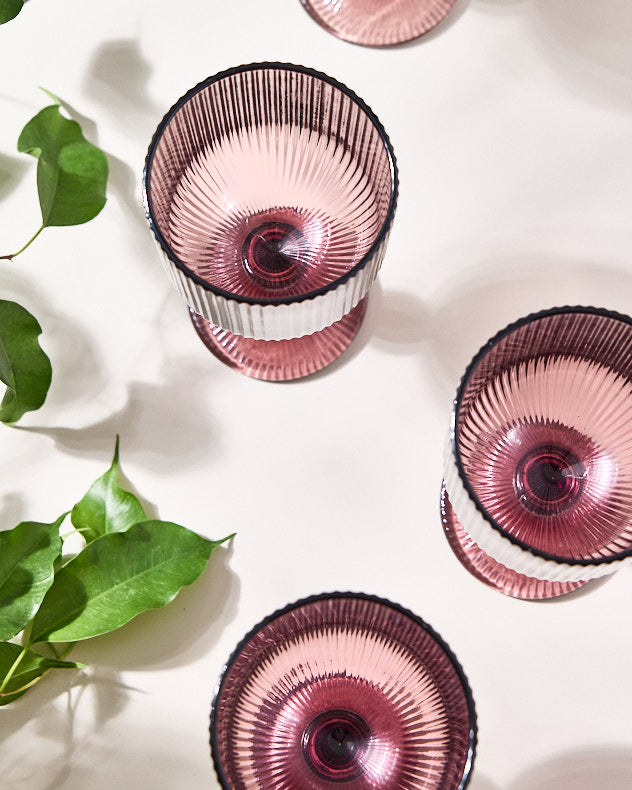 Palermo Pink Ribbed Wine Goblet