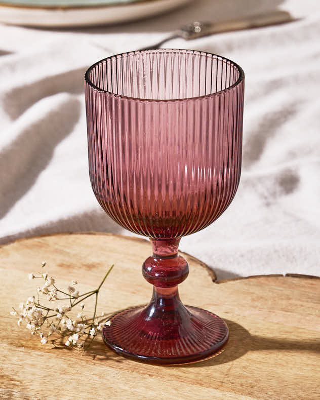 Palermo Pink Ribbed Wine Goblet
