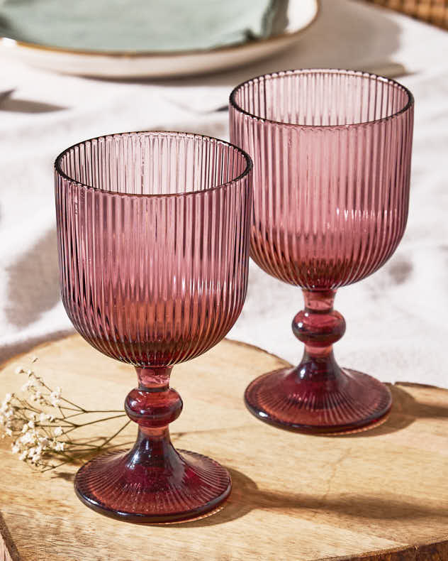 Palermo Pink Ribbed Wine Goblet