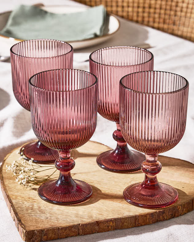 Palermo Pink Ribbed Wine Goblet