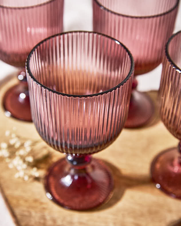 Palermo Pink Ribbed Wine Goblet