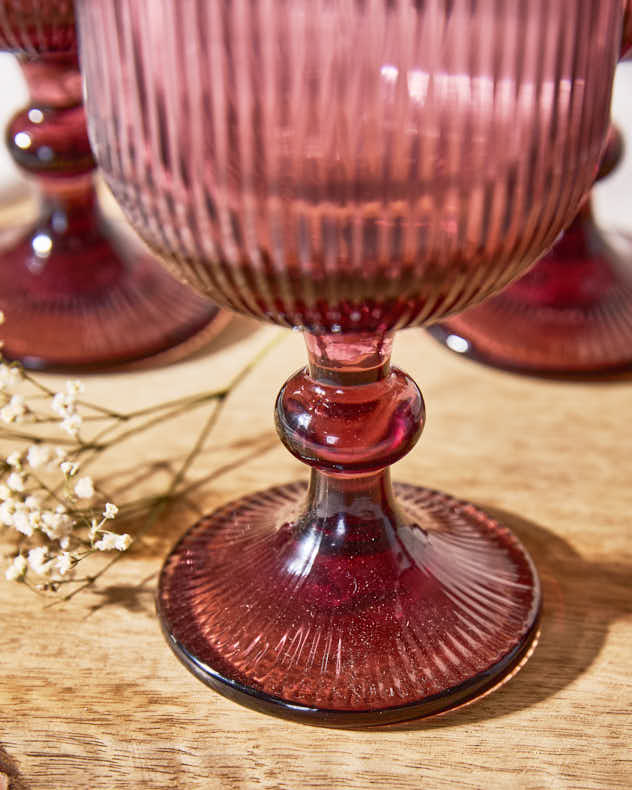 Palermo Pink Ribbed Wine Goblet