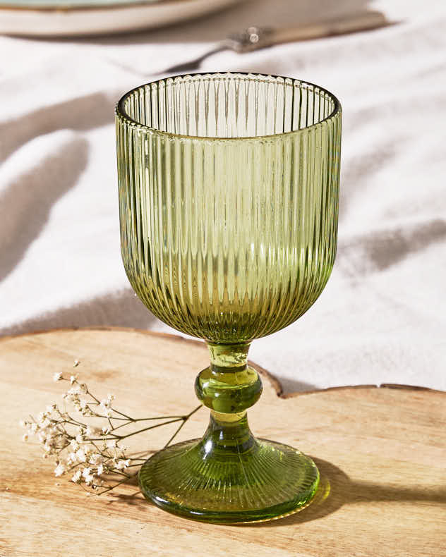 Palermo Green Ribbed Wine Goblet