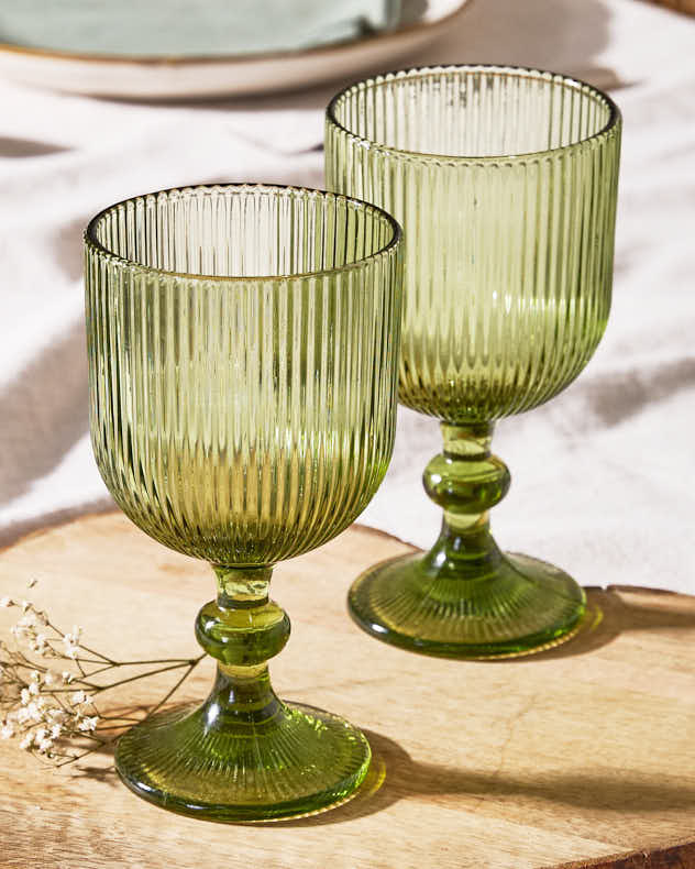 Palermo Green Ribbed Wine Goblet