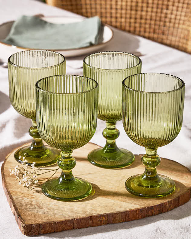 Palermo Green Ribbed Wine Goblet
