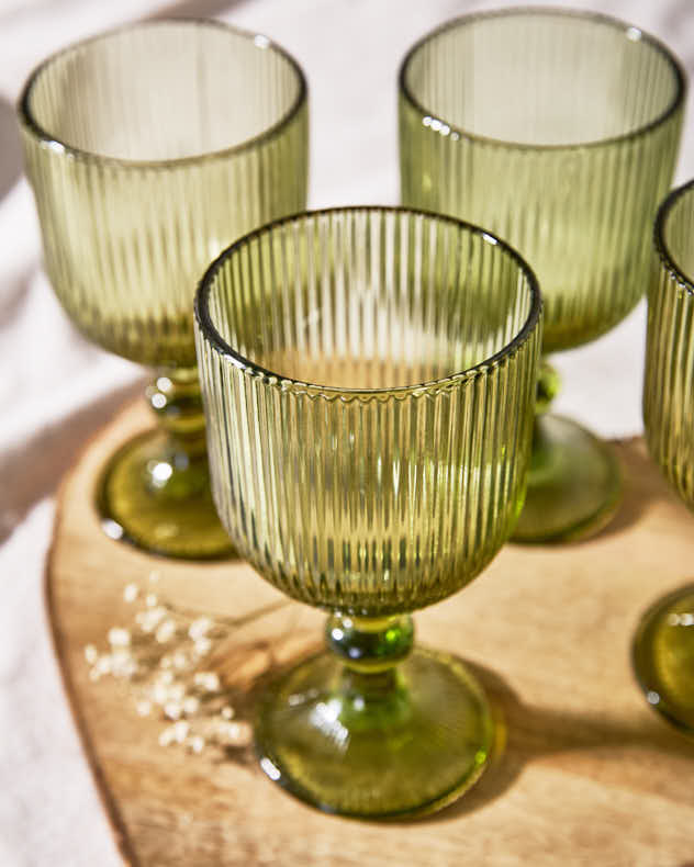 Palermo Green Ribbed Wine Goblet