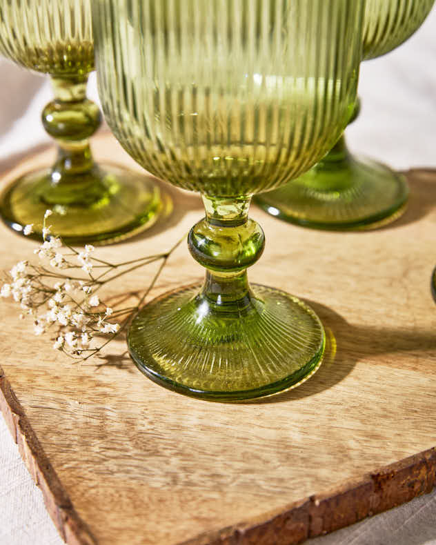 Palermo Green Ribbed Wine Goblet