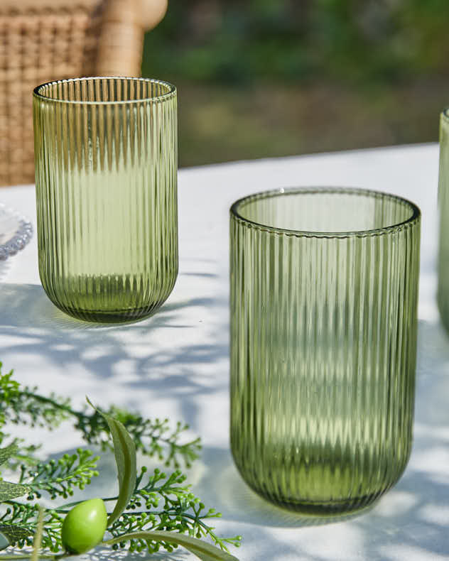 Verre highball côtelé vert Palermo