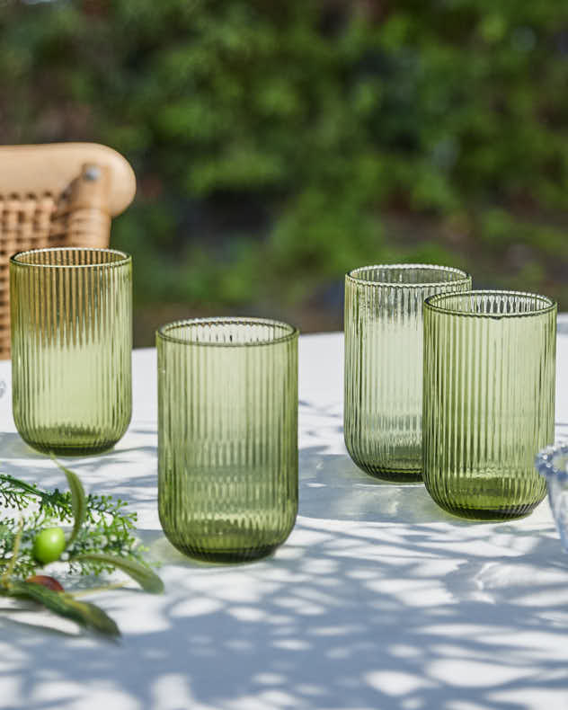 Verre highball côtelé vert Palermo