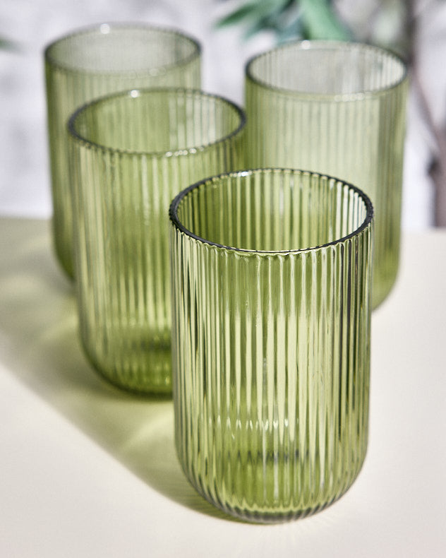 Palermo Green Ribbed Highball Tumbler