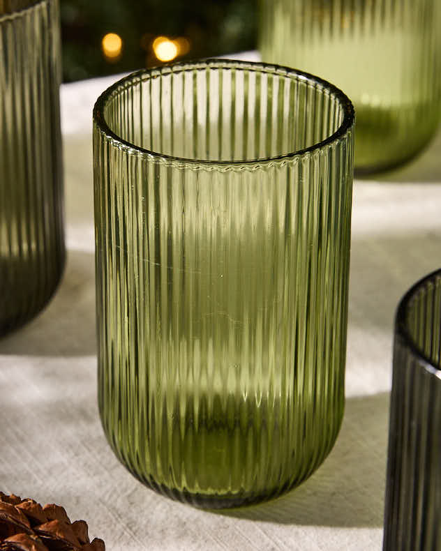 Palermo Green Ribbed Highball Tumbler