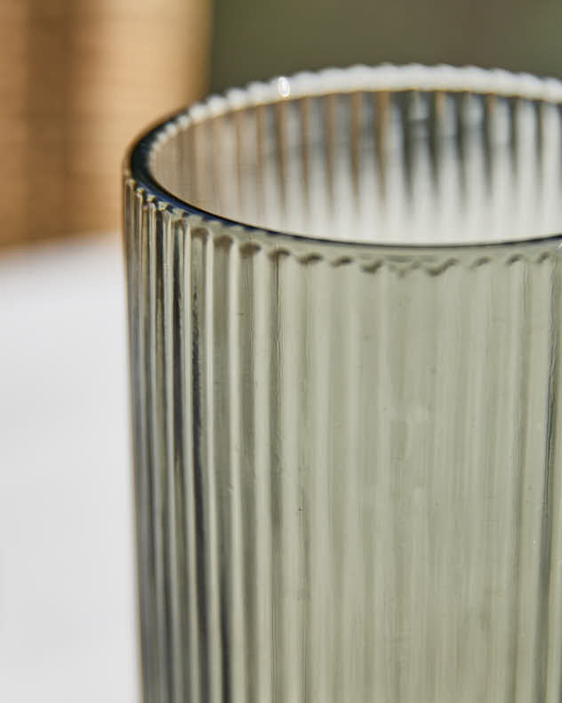Wine Glasses Set of 6 - Palermo Grey Ribbed Highball Tumbler