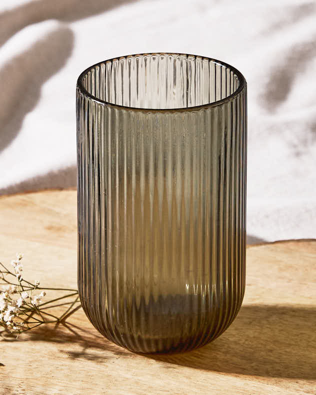 Palermo Grey Ribbed Highball Tumbler