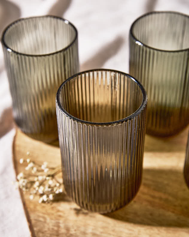 Palermo Grey Ribbed Highball Tumbler