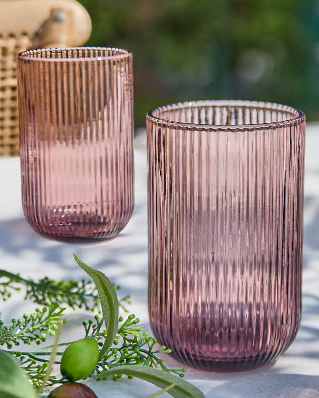 Palermo Pink Ribbed Highball Tumbler