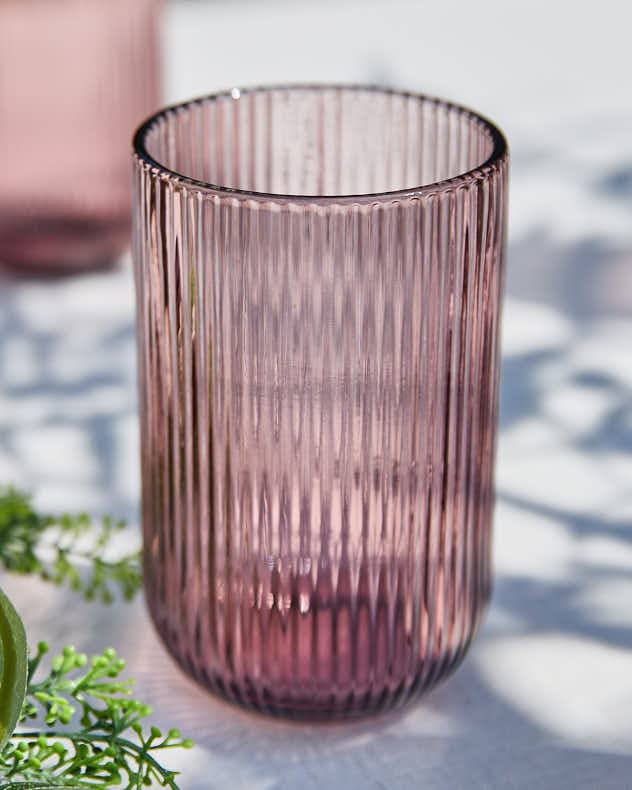 Palermo Pink Ribbed Highball Tumbler