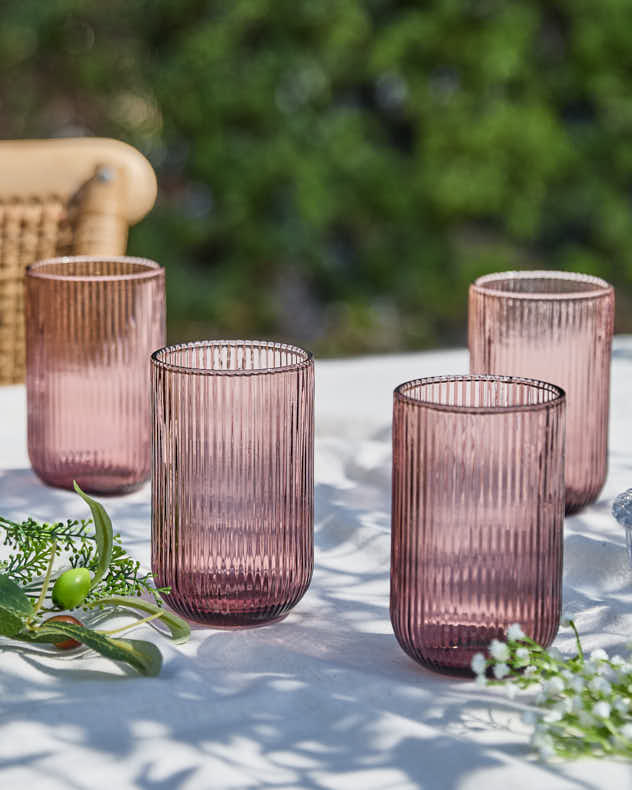 Palermo Pink Ribbed Highball Tumbler
