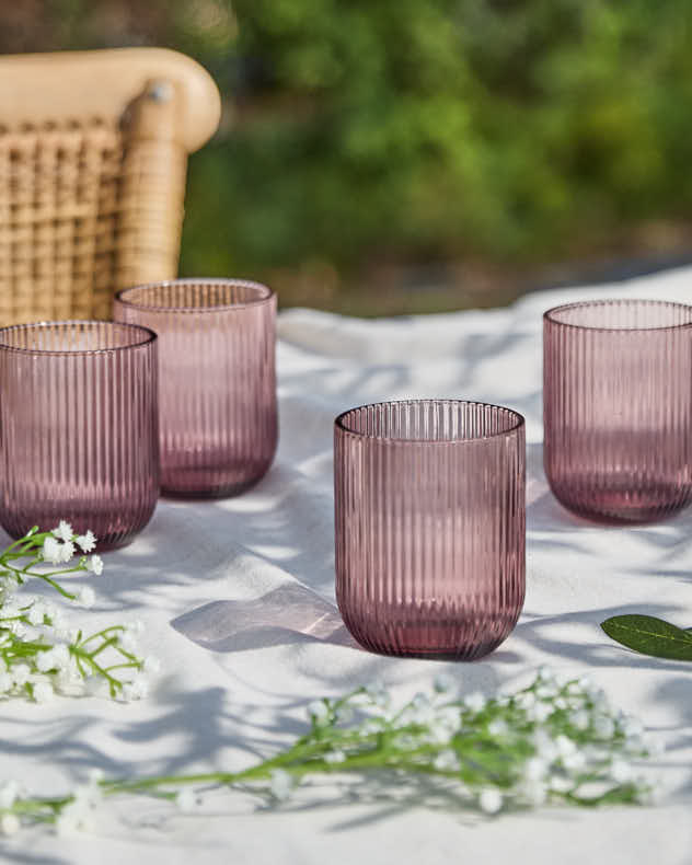 Palermo Pink Ribbed Tumbler Glass