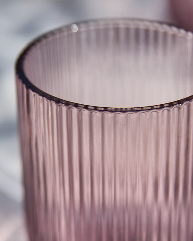 Palermo Pink Ribbed Tumbler Glass