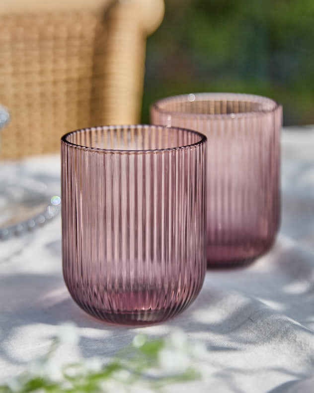 Palermo Pink Ribbed Tumbler Glass