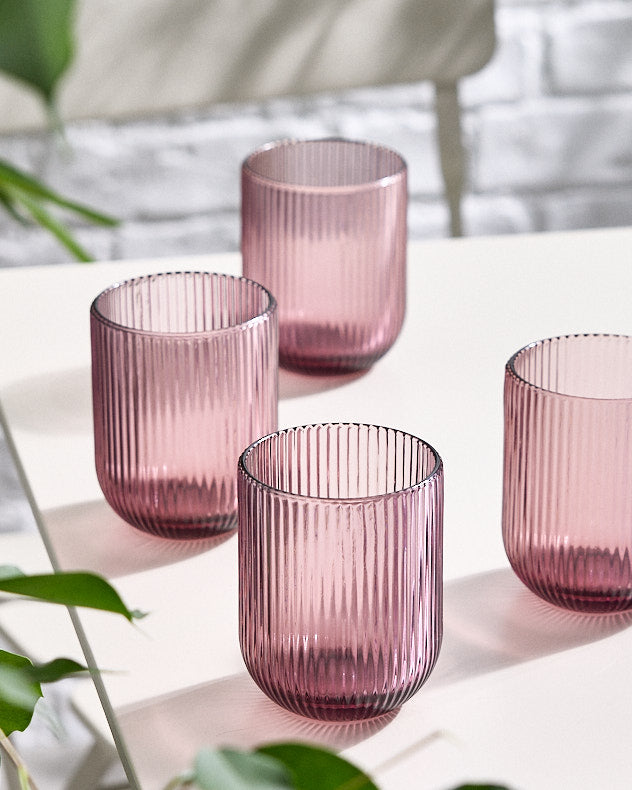 Palermo Pink Ribbed Tumbler Glass
