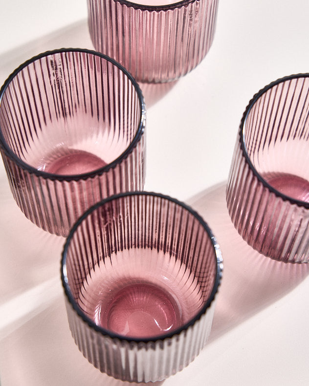 Palermo Pink Ribbed Tumbler Glass