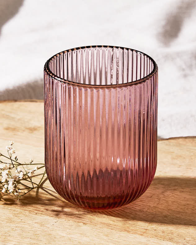 Palermo Pink Ribbed Tumbler Glass