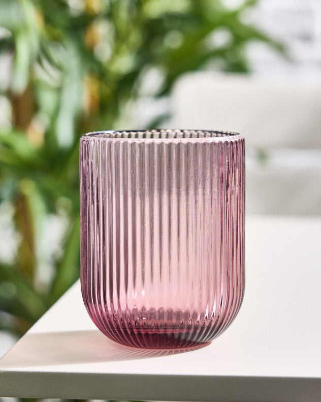 Palermo Pink Ribbed Tumbler Glass