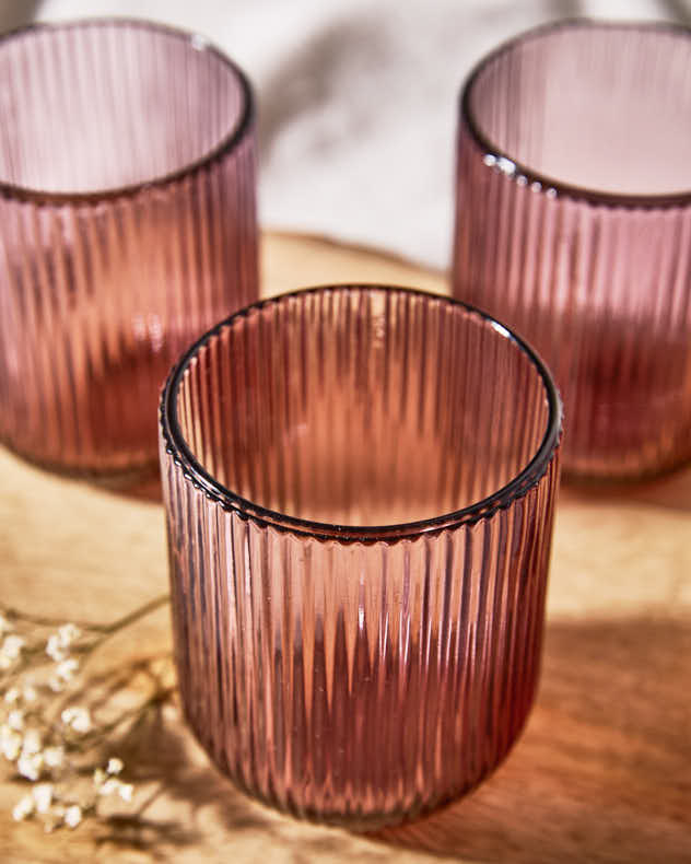 Palermo Pink Ribbed Tumbler Glass