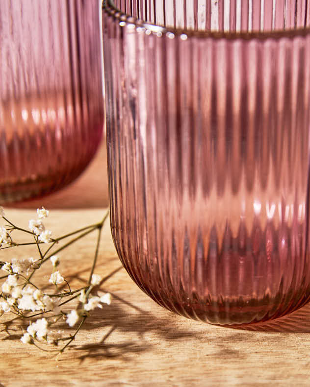 Palermo Pink Ribbed Tumbler Glass