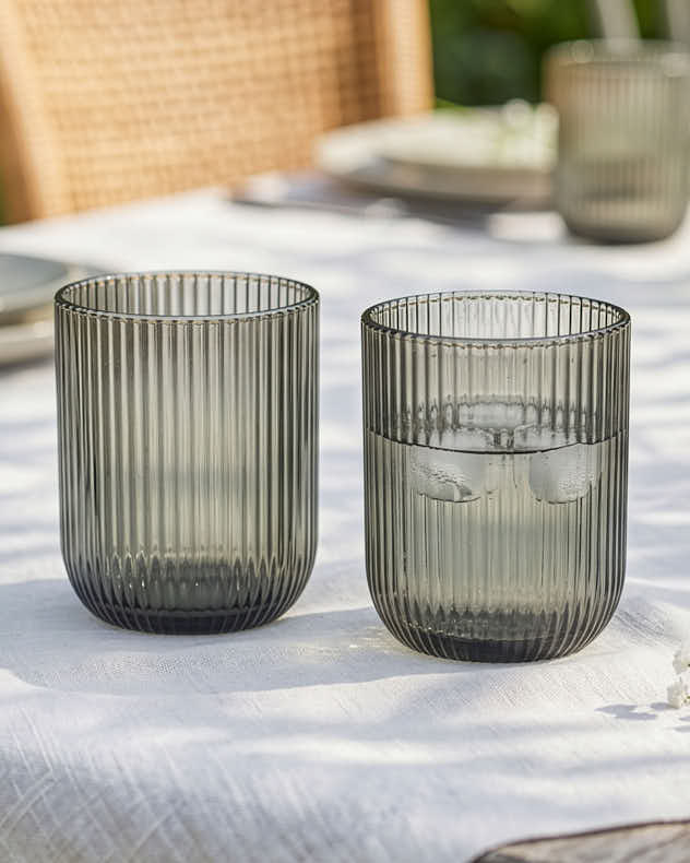 Palermo Grey Ribbed Tumbler Glass