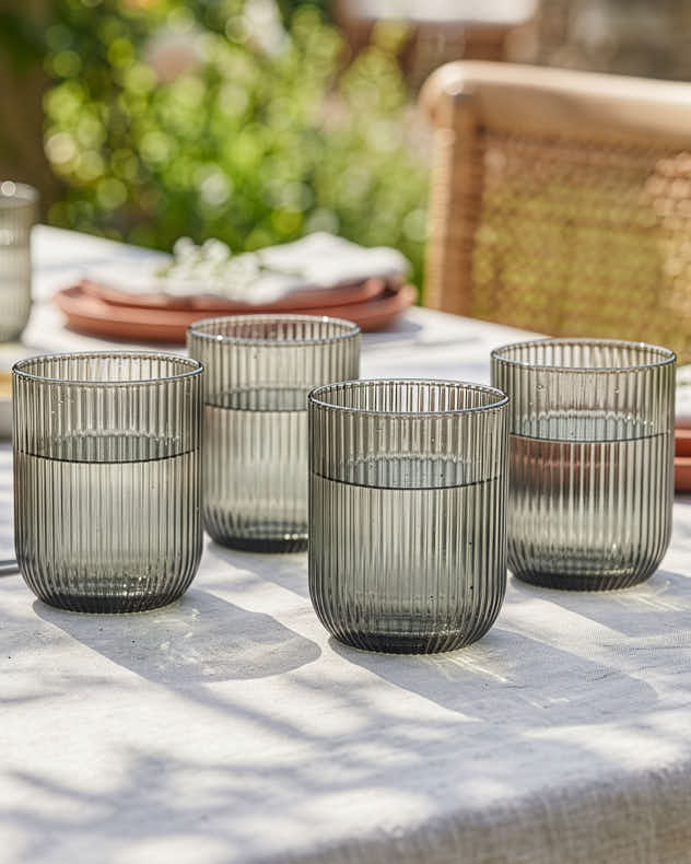 Palermo Grey Ribbed Tumbler Glass