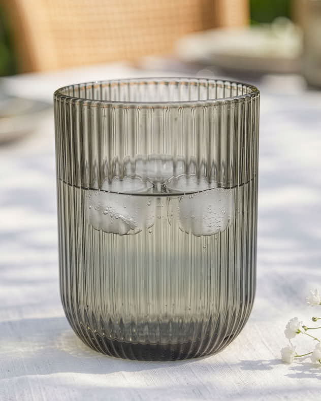 Palermo Grey Ribbed Tumbler Glass
