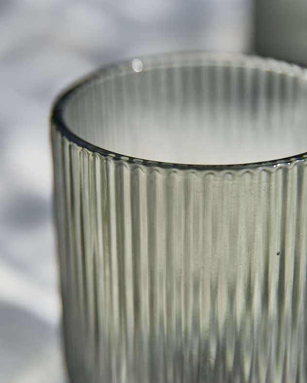 Wine Glasses Set of 2 - Palermo Grey Ribbed Tumbler Glass