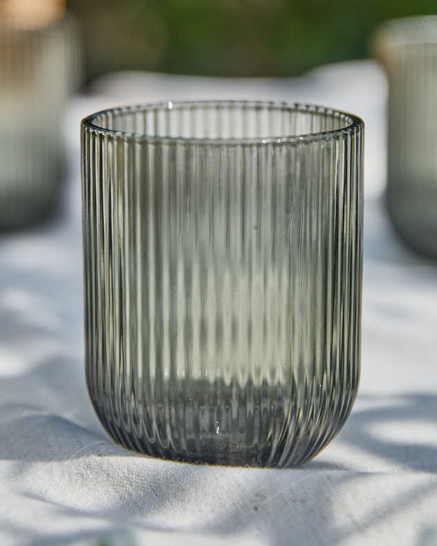 Palermo Grey Ribbed Tumbler Glass
