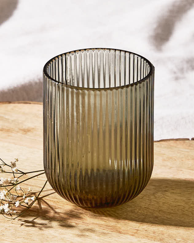 Palermo Grey Ribbed Tumbler Glass