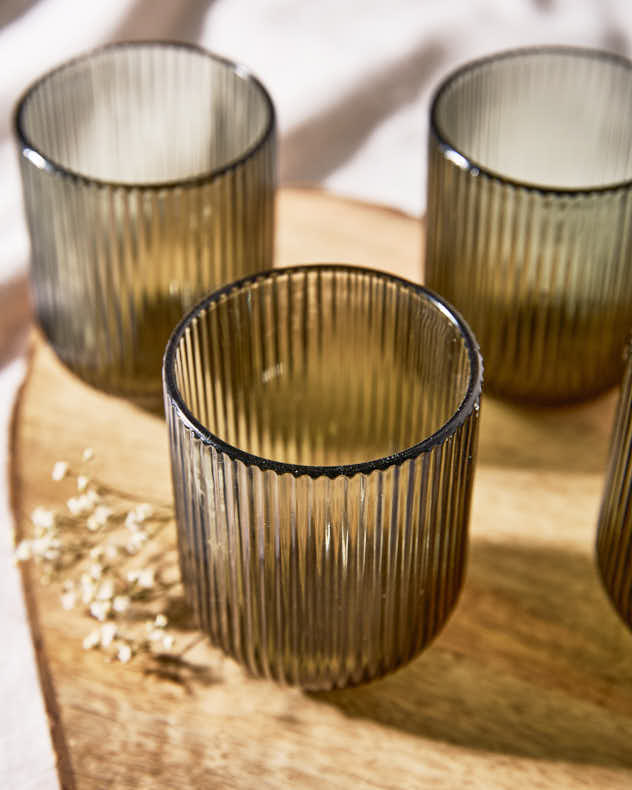 Palermo Grey Ribbed Tumbler Glass