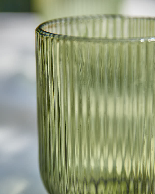 Palermo Green Ribbed Tumbler Glass