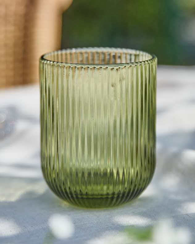 Palermo Green Ribbed Tumbler Glass