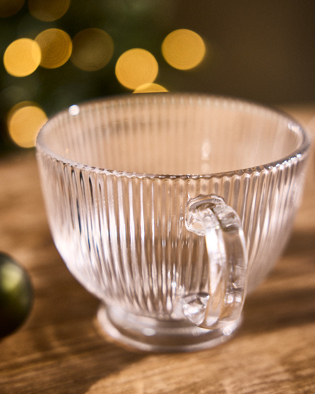 Embossed Glass Christmas Mug