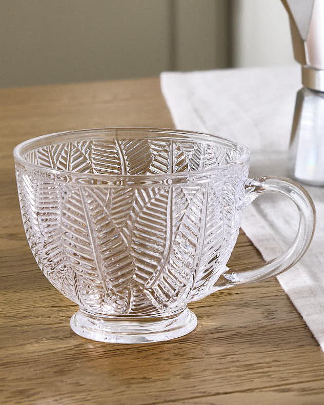 Mugs &amp; Coffee Cups Set of 6 - Feuille Embossed Footed Mug