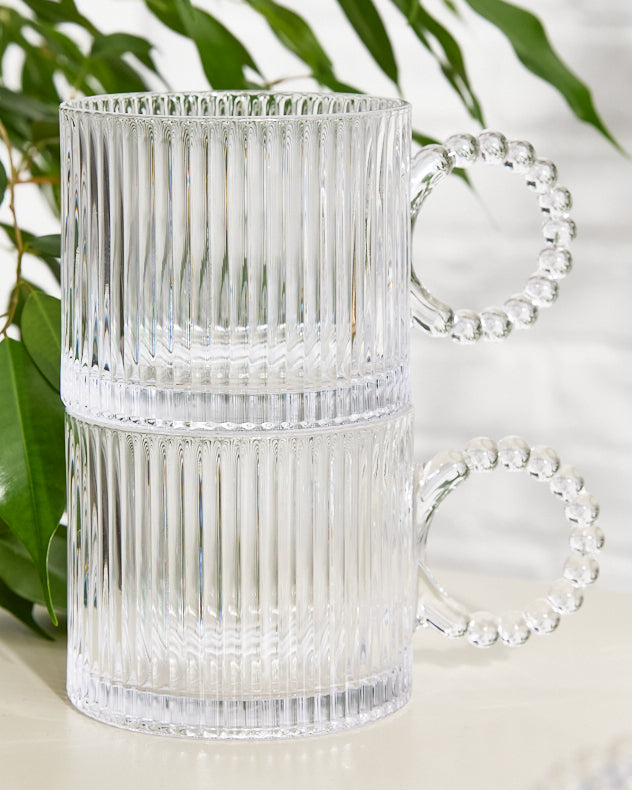 Bella Perle Ribbed Glass Mug