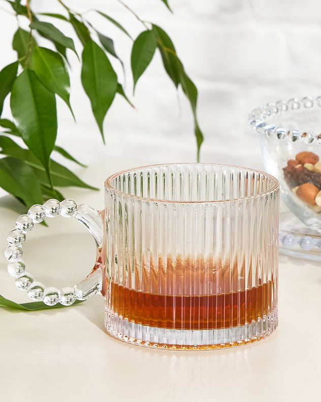 Bella Perle Ribbed Glass Mug